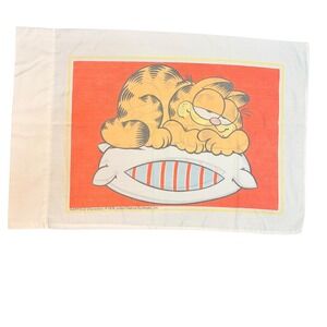 VTG 1978 Garfield Sleeping on Pillow Pillowcase‎ Standard Cotton Blend Jim Davis
